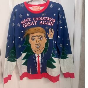 Holidays Party 3D Trump Hair Make Christmas Great Again Ugly Christmas Sweater